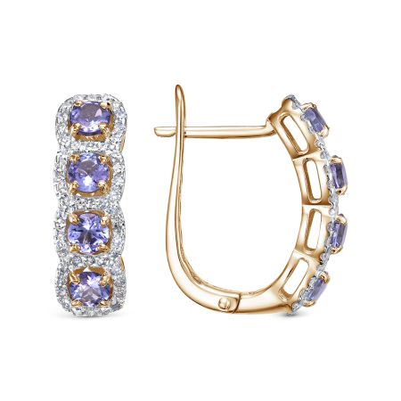 Серьги с 8 танзанитами и 94 бриллиантами из красного золота 129551