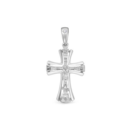 Православный крест с бриллиантом 0.005 карат из белого золота 86371