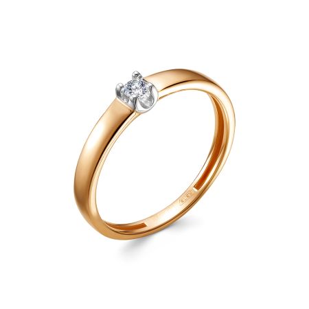 Кольцо с бриллиантом 0.062 карат из красного золота 140600