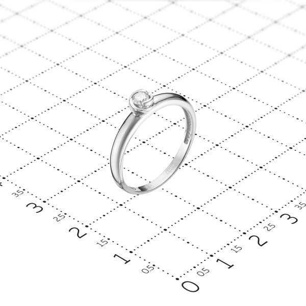 Кольцо с бриллиантом 0.095 карат из белого золота 54424