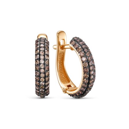 Серьги с 102 коньячными бриллиантами из красного золота 143672