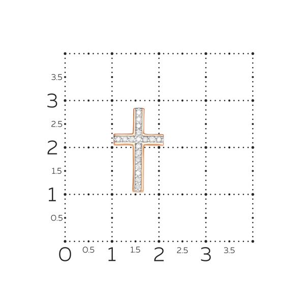 Декоративный крест с 18 бриллиантами 0.126 карат из красного золота 61565