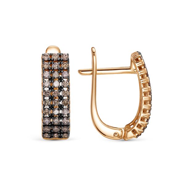 Серьги с 60 коньячными бриллиантами из красного золота 142859