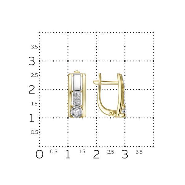 Серьги с 14 бриллиантами из лимонного золота 130512