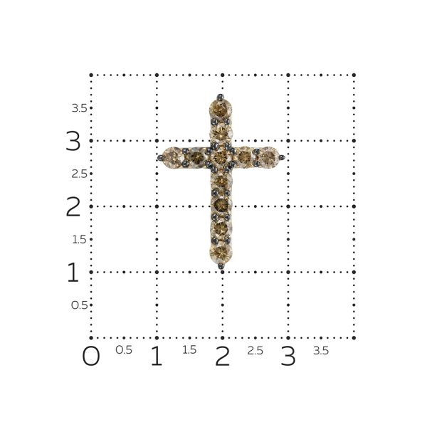 Декоративный крест с 11 коньячными бриллиантами из лимонного золота 118181