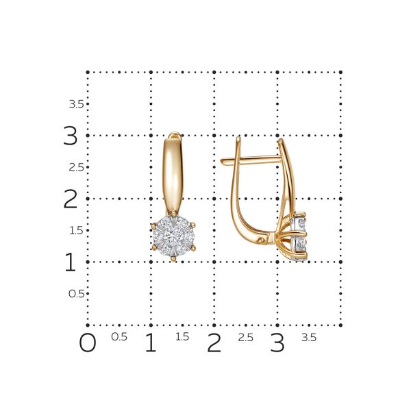 Серьги с 14 бриллиантами из красного золота 141369