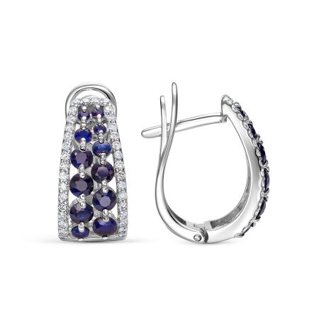 Серьги с 24 сапфирами и 68 бриллиантами из белого золота 141485