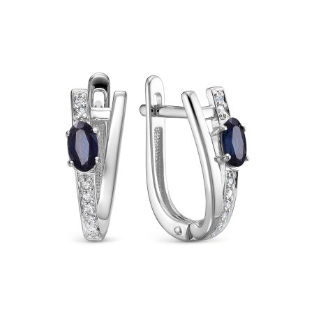 Серьги с сапфирами и 16 бриллиантами из белого золота 142841