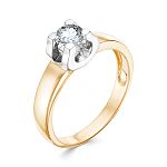 Помолвочное кольцо с бриллиантом 0.35 карат из лимонного золота 50621