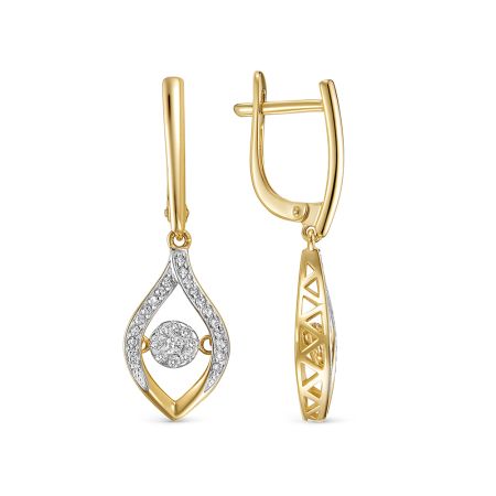 Серьги с 58 бриллиантами из лимонного золота 130502