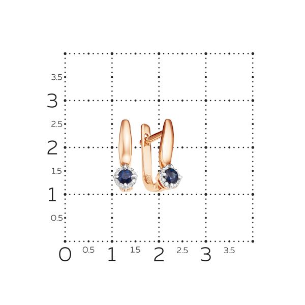 Серьги с сапфирами и 16 бриллиантами из красного золота 54043