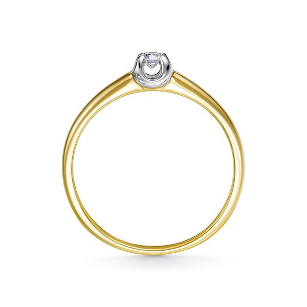 Кольцо с бриллиантом 0.08 карат из лимонного золота 144057