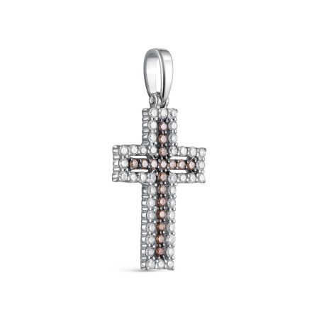 Декоративный крест с 17 коньячными бриллиантами и 40 бриллиантами из белого золота 144660