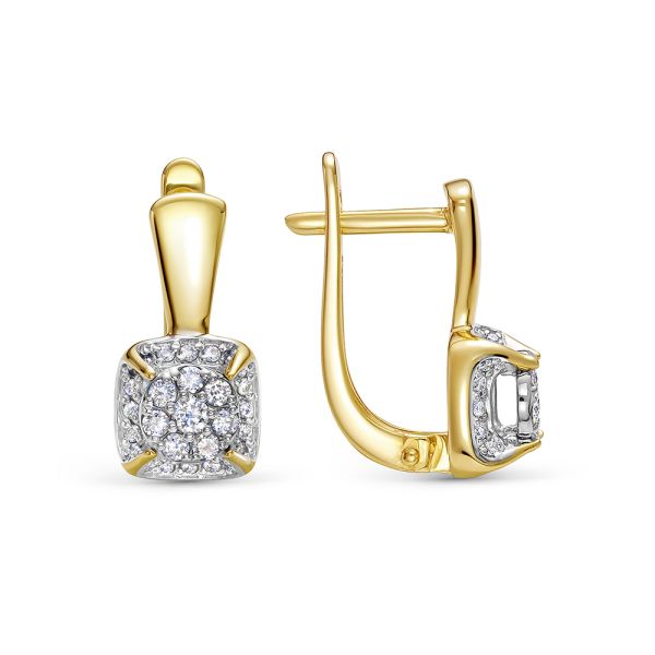 Серьги с 56 бриллиантами из лимонного золота 136378