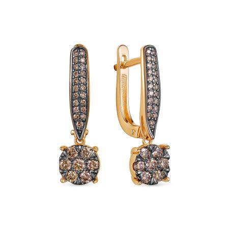 Серьги с 56 коньячными бриллиантами из красного золота 142817