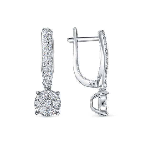 Серьги с 56 бриллиантами из белого золота 142818