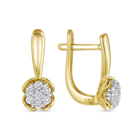 Серьги с 14 бриллиантами 0.336 карат из лимонного золота 136931