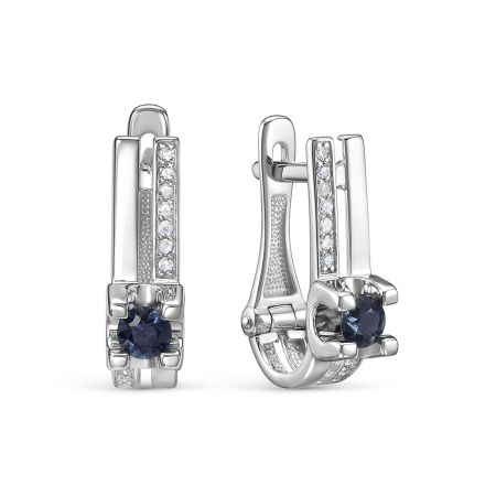 Серьги с сапфирами и 20 бриллиантами из белого золота 142843