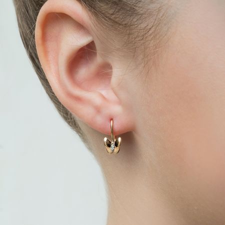 Серьги с 4 бриллиантами 0.028 карат из красного золота 85883