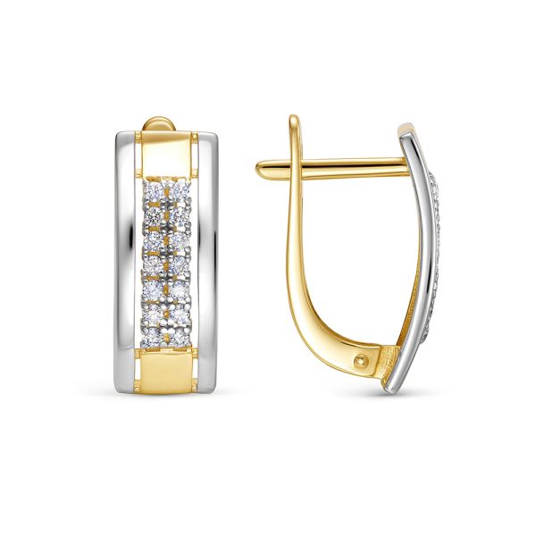 Серьги с 28 бриллиантами 0.196 карат из лимонного золота 144607