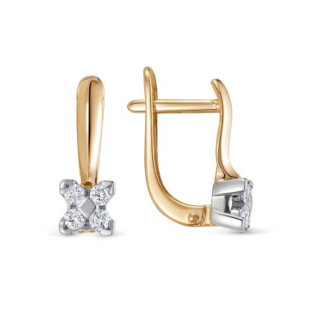 Серьги с 8 бриллиантами 0.257 карат из красного золота 123761