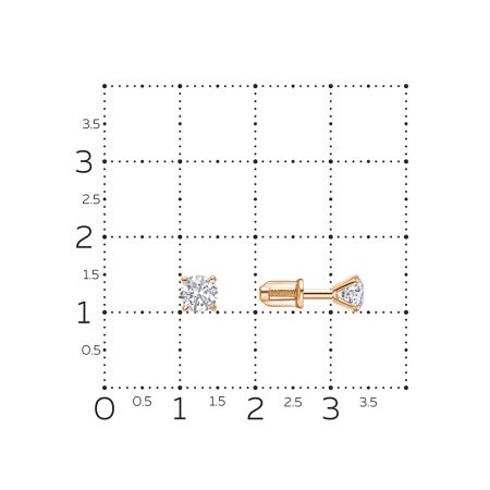 Серьги-пусеты с бриллиантами 1.06 карат из красного золота 84130