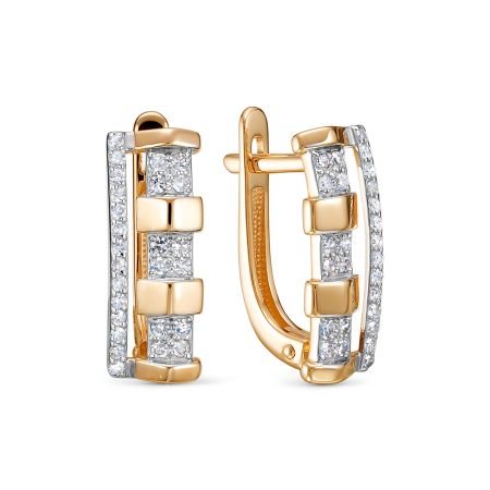 Серьги с 52 бриллиантами из красного золота 138888 Серьги с 52 бриллиантами из красного золота 138888