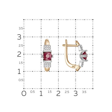Серьги с рубинами и 32 бриллиантами из красного золота 125078