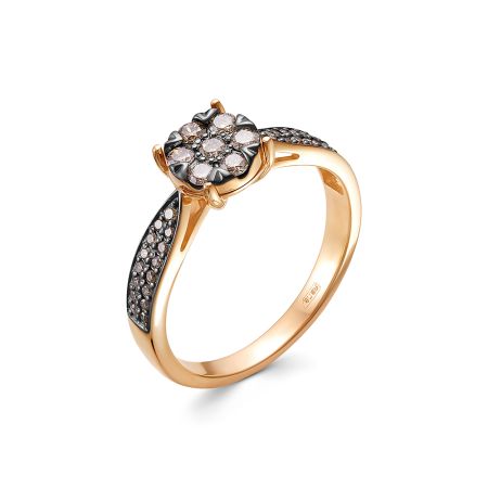 Кольцо с 37 коньячными бриллиантами из красного золота 141280