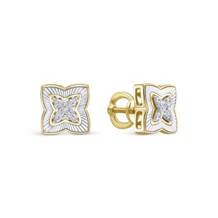 Серьги-пусеты с 18 бриллиантами из лимонного золота 144678