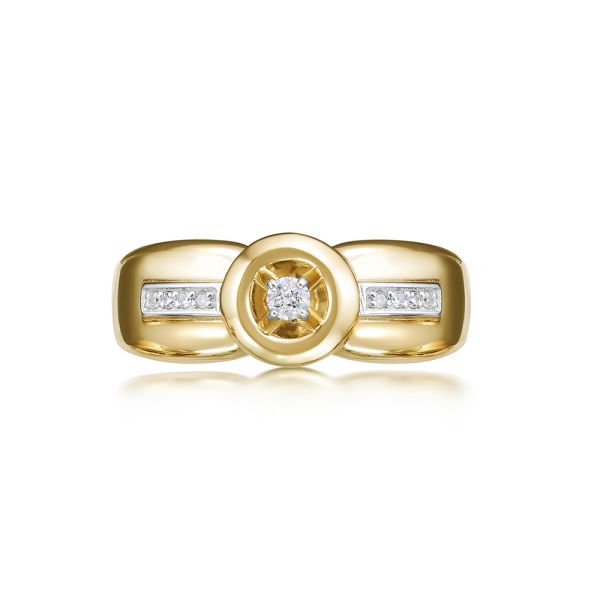 Кольцо с 9 бриллиантами из лимонного золота 99934