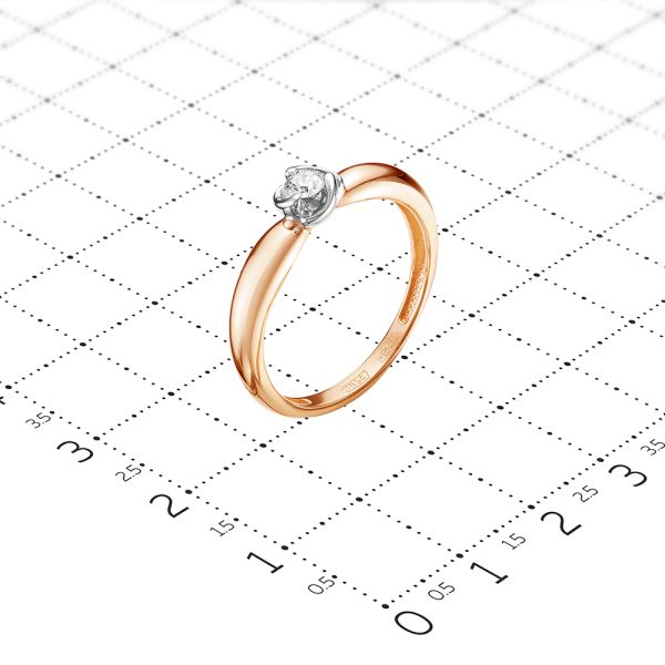 Кольцо с бриллиантом 0.095 карат из красного золота 55109