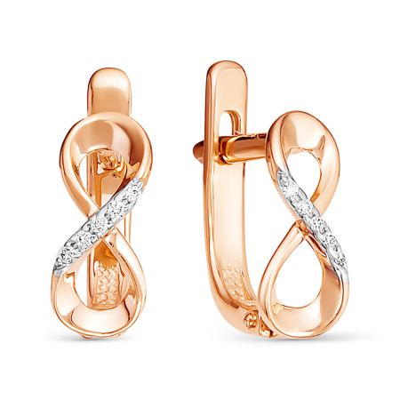 Серьги с 10 бриллиантами 0.03 карат из красного золота 54111