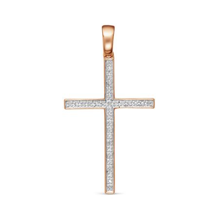 Декоративный крест с 32 бриллиантами 0.096 карат из красного золота 61589