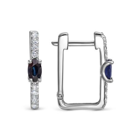 Серьги с сапфирами и 16 бриллиантами из белого золота 143669