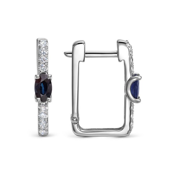 Серьги с сапфирами и 16 бриллиантами из белого золота 143669