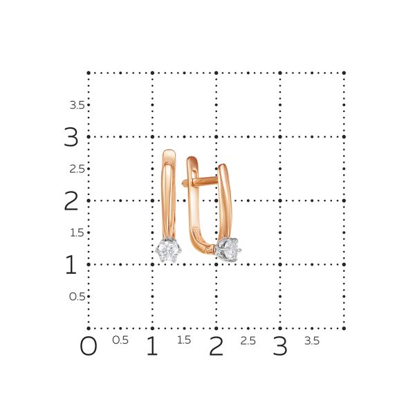 Серьги с бриллиантами 0.218 карат из красного золота 53993