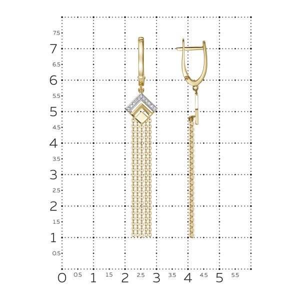 Серьги с 22 бриллиантами 0.11 карат из лимонного золота 144608