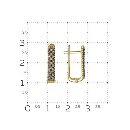 Серьги с 46 коньячными бриллиантами из лимонного золота 141350 Серьги с 46 коньячными бриллиантами из лимонного золота 141350