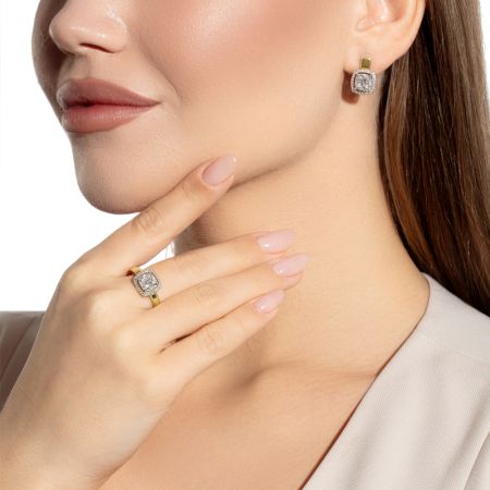 Серьги с 74 бриллиантами из лимонного золота 136329 Серьги с 74 бриллиантами из лимонного золота 136329