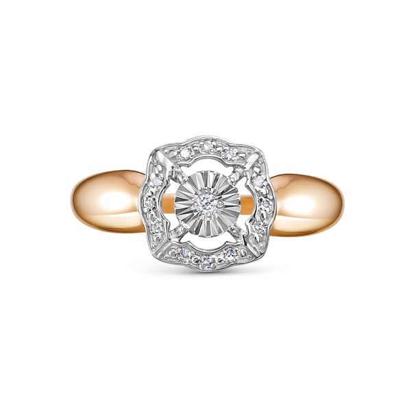 Кольцо с 13 бриллиантами из красного золота 141783