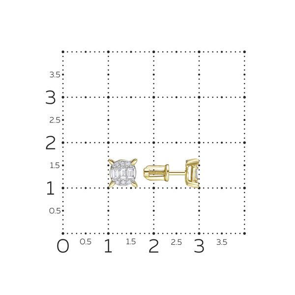 Серьги-пусеты с 18 бриллиантами из лимонного золота 134843