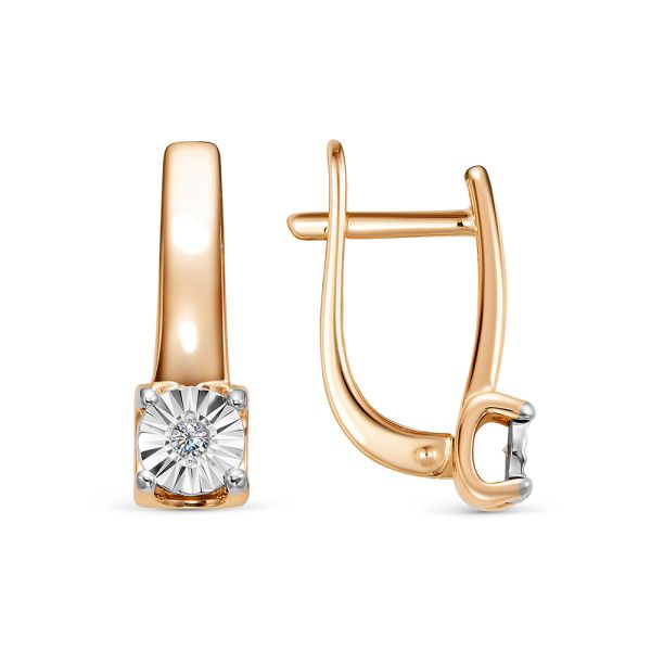 Серьги с бриллиантами 0.03 карат из красного золота 142852