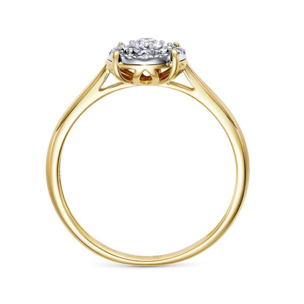 Кольцо с 15 бриллиантами из лимонного золота 128859