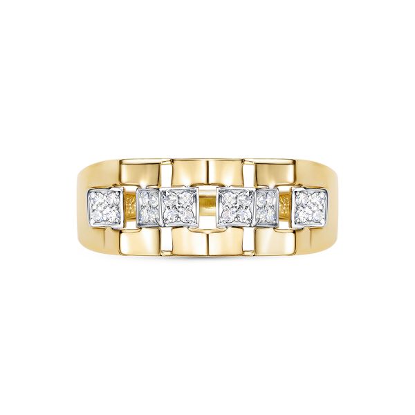 Кольцо с 24 бриллиантами 0.12 карат из лимонного золота 143913