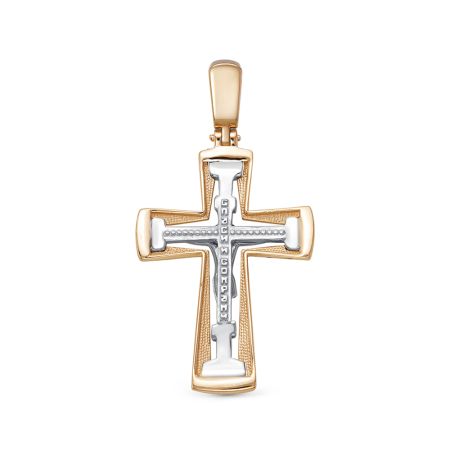 Православный крест с 8 бриллиантами из комбинированного золота 98861