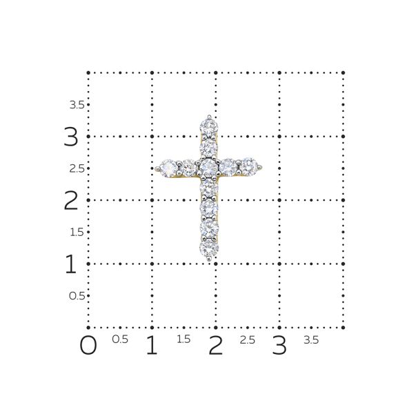 Декоративный крест с 11 бриллиантами 1.199 карат из лимонного золота 79463