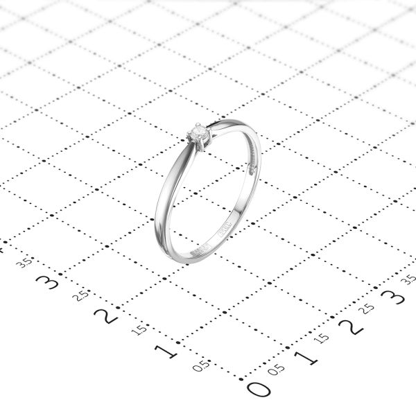 Кольцо с бриллиантом 0.045 карат из белого золота 55433
