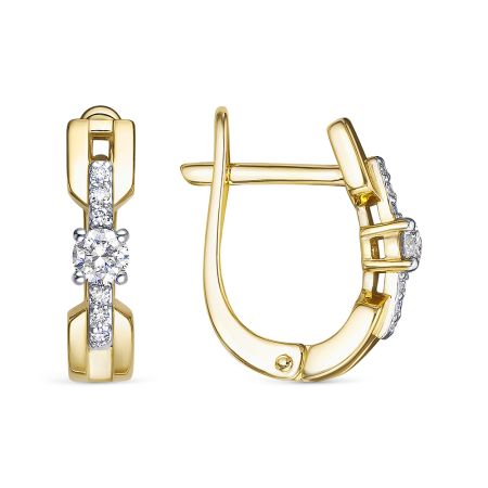 Серьги с 14 бриллиантами из лимонного золота 137333