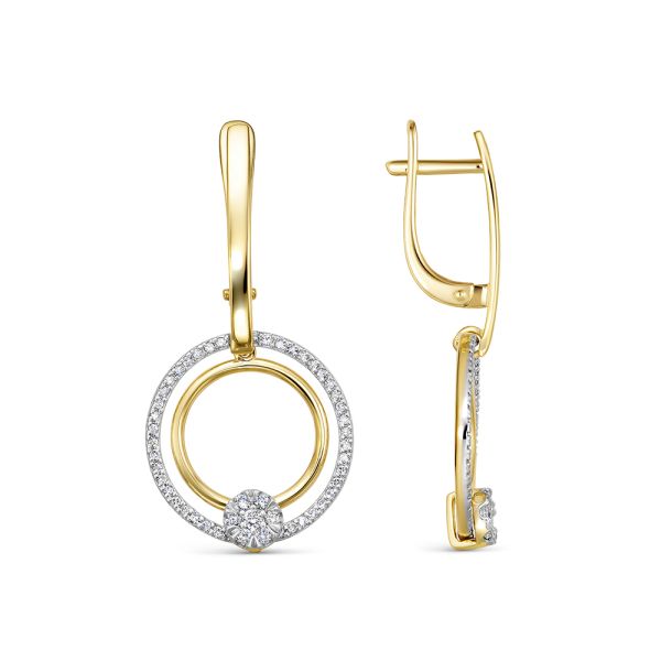 Серьги с 104 бриллиантами из лимонного золота 144600